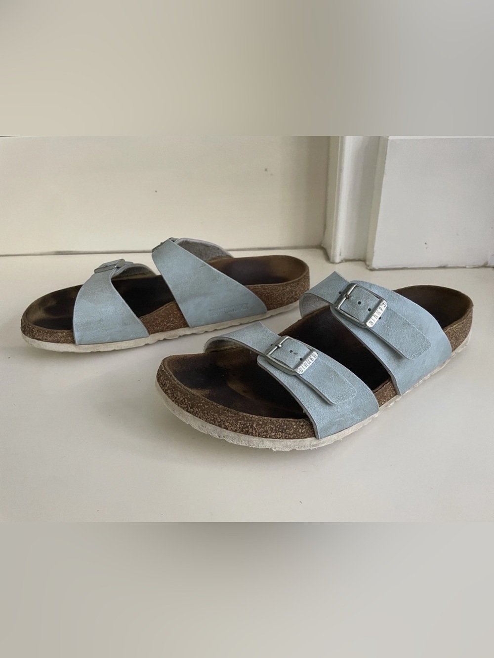 Birkenstock Silver Double Strap Sandals - Picture 8 of 12